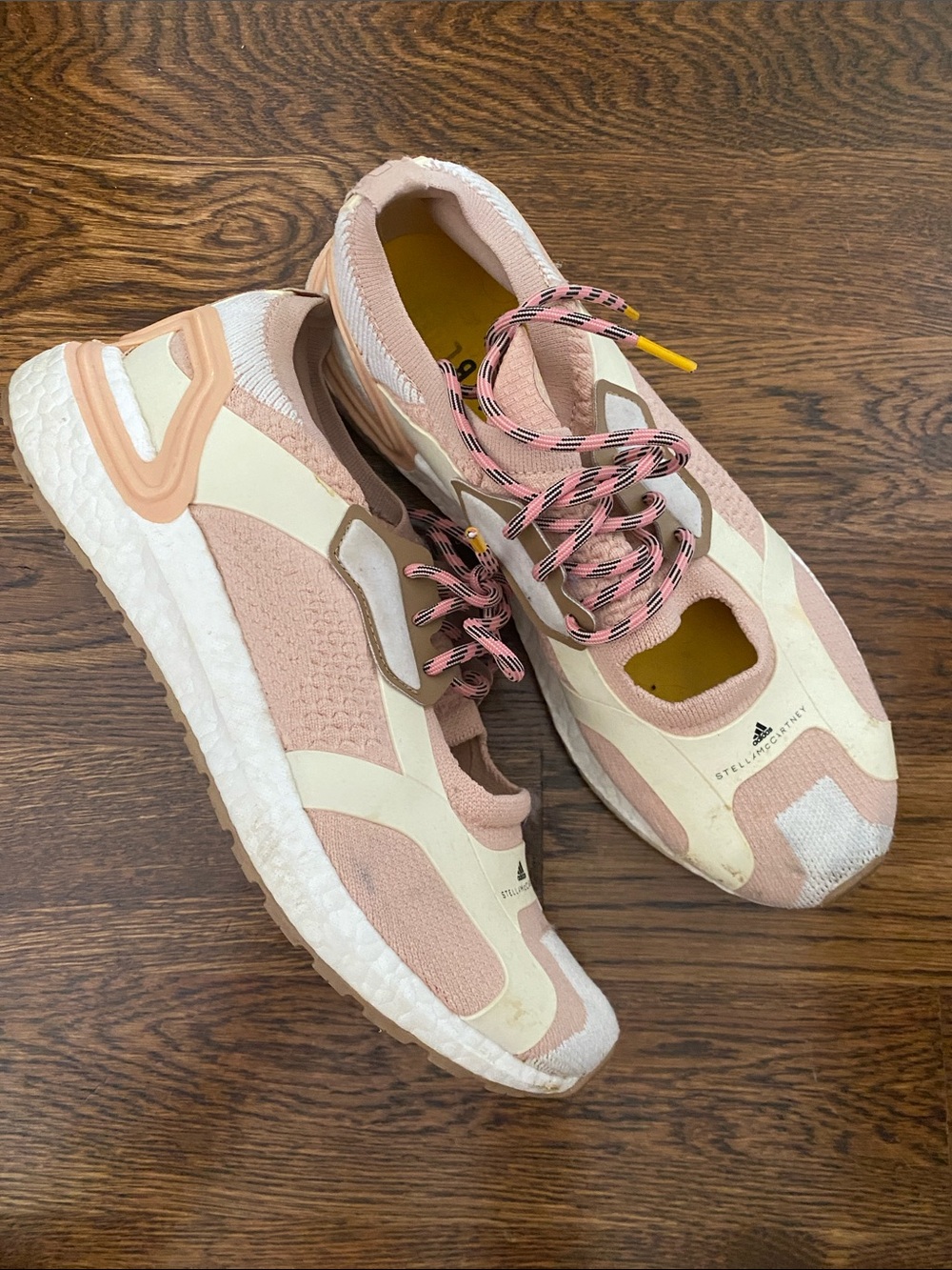 Adidas by Stella McCartney Pink and Cream Women's Sneakers with Patterned Laces